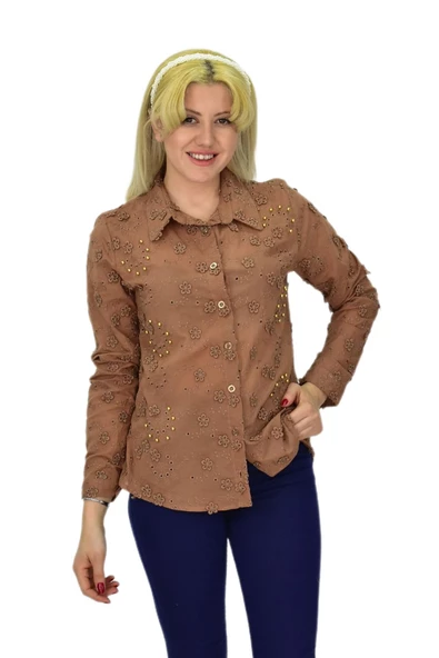 Kadın Brodeli Taşlı Bluz BGL-ST03720 - Resim 5