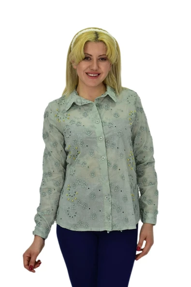 Kadın Brodeli Taşlı Bluz BGL-ST03720 - Resim 8