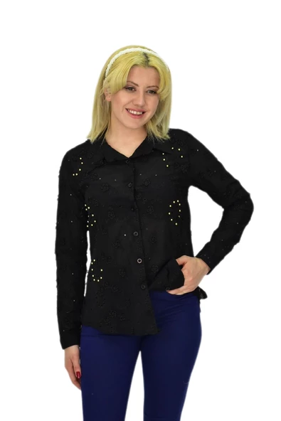 Kadın Brodeli Taşlı Bluz BGL-ST03720 - Resim 3