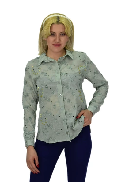 Kadın Brodeli Taşlı Bluz BGL-ST03720 ürün görseli