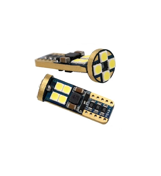 Çok Güçlü T10 Dipsiz Beyaz Led Ampul 12 Led Gold Canbus