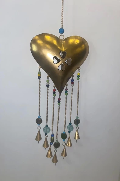 Deprem Zili Çanı Rüzgar Çanı Zili Feng Shui HaYat Ağacı Yaşam Çiçeği Kalp Sembolü Komple Metal Çanlı Bakır Büyük - Resim 2