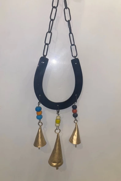 Deprem Zili Çanı Rüzgar Çanı Zili Feng Shui Şans Para Nazar a Karşı Koruma At Nalı Metal Çanlı Bakır Büyük Boy Gold - Resim 2