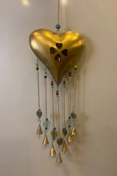 Deprem Zili Çanı Rüzgar Çanı Zili Feng Shui HaYat Ağacı Yaşam Çiçeği Kalp Sembolü Komple Metal Çanlı Bakır Büyük - Resim 4