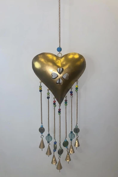 Deprem Zili Çanı Rüzgar Çanı Zili Feng Shui HaYat Ağacı Yaşam Çiçeği Kalp Sembolü Komple Metal Çanlı Bakır Büyük - Resim 5