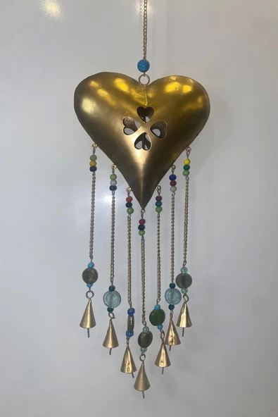 Deprem Zili Çanı Rüzgar Çanı Zili Feng Shui HaYat Ağacı Yaşam Çiçeği Kalp Sembolü Komple Metal Çanlı Bakır Büyük - Resim 3