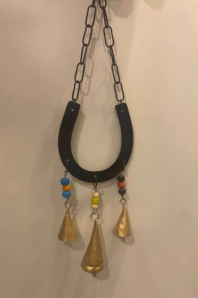Deprem Zili Çanı Rüzgar Çanı Zili Feng Shui Şans Para Nazar a Karşı Koruma At Nalı Metal Çanlı Bakır Büyük Boy Gold - Resim 5