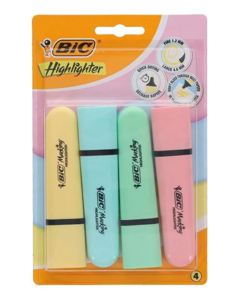 Bic Marking Flat Highlighter 4 lü Blister Pastel