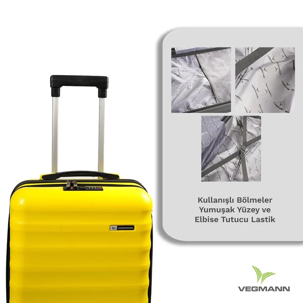 Vegmann Wave Laptop Bölmeli Sarı Kabin Boy Valiz - 4