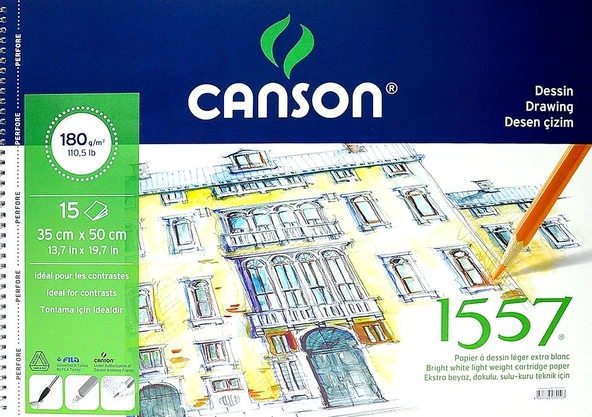 Canson 1557 Desen Çizim blok 35x50 cm 180 g 15 Yaprak