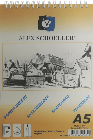 ALEX SCHOELLER A5-90 GR ESKİZ ÇİZİM DEFTERİ SPRALLİ 60 YP.