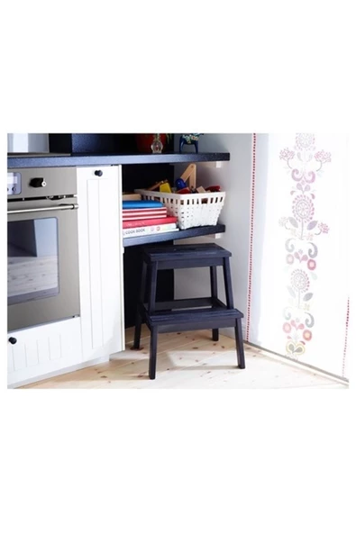 IKEA Bekvam Basamaklı Mutfak Taburesi Siyah 43x50 cm Masif Ahşap - 2