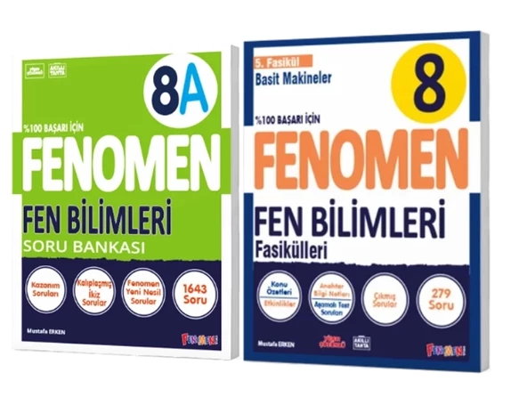 FENOMEN YAYINLARI 8. SINIF Fen Bilimleri A Soru Bankası + Fen Bilimleri 5. Fasikül (Basit Makineler) (2 KİTAP)