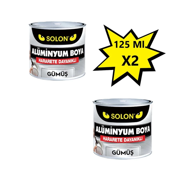 2 Adet Alüminyum Yaldız Boya Gümüş 125 Ml. 2'li Paket