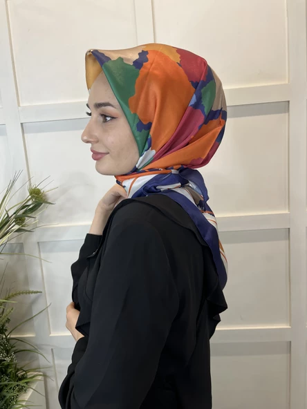 Quare Kristal Eşarp, Desenli Kristal Rayon Eşarp  01065  LACİVERT - 3