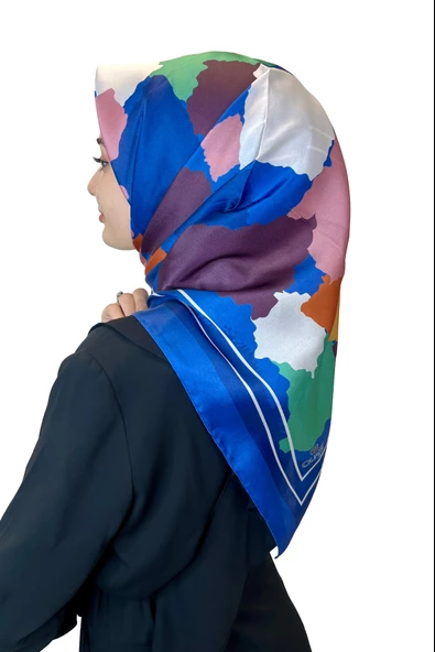 Quare Kristal Eşarp, Desenli Kristal Rayon Eşarp  01065  KOYU İNDİGO