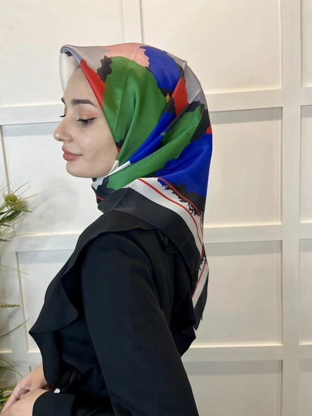 Quare Kristal Eşarp, Desenli Kristal Rayon Eşarp  01065  SİYAH - Resim 3