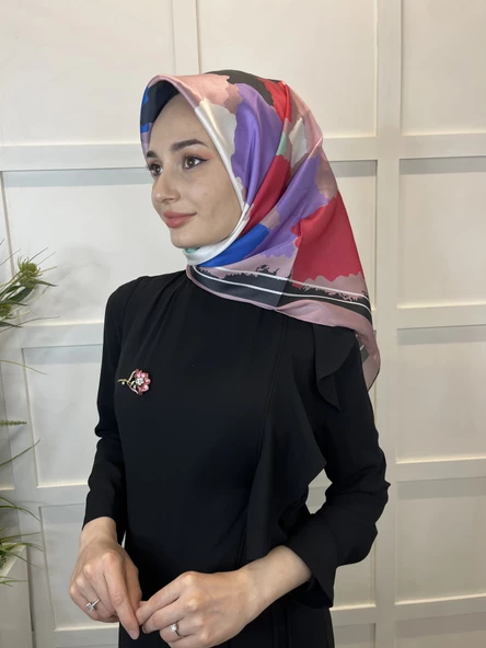 Quare Kristal Eşarp, Desenli Kristal Rayon Eşarp  01065  KOYU PUDRA - Resim 2