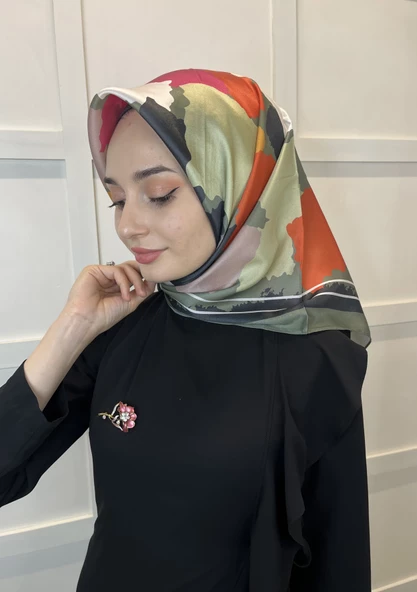 Quare Kristal Eşarp, Desenli Kristal Rayon Eşarp  01065  HAKİ - 2