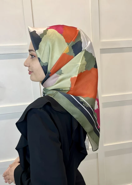 Quare Kristal Eşarp, Desenli Kristal Rayon Eşarp  01065  HAKİ - 3