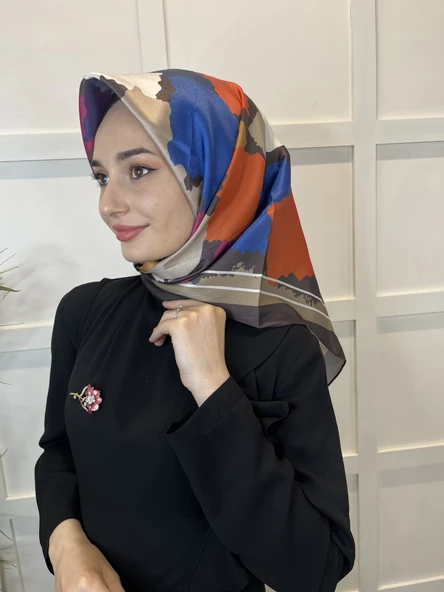 Quare Kristal Eşarp, Desenli Kristal Rayon Eşarp  01065  KAHVE - 2
