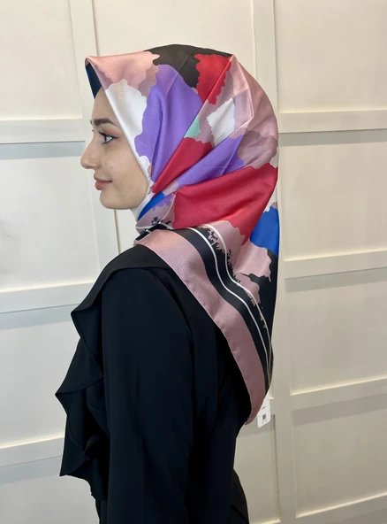 Quare Kristal Eşarp, Desenli Kristal Rayon Eşarp  01065  KOYU PUDRA - Resim 3