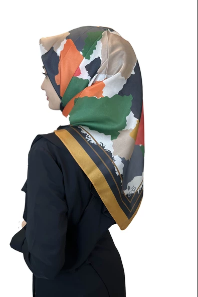 Quare Kristal Eşarp, Desenli Kristal Rayon Eşarp  01065  KOYU SARI ürün görseli