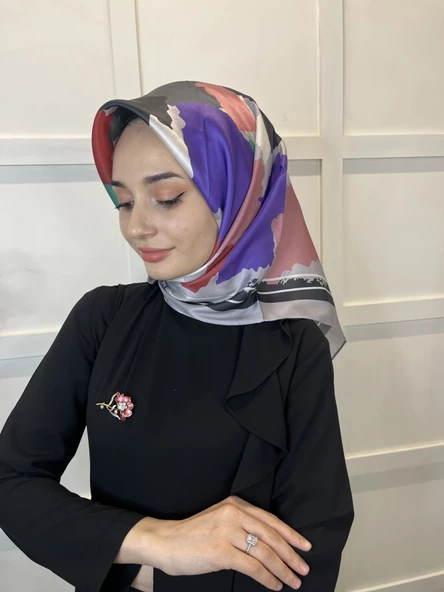 Quare Kristal Eşarp, Desenli Kristal Rayon Eşarp  01065  GRİ - 2