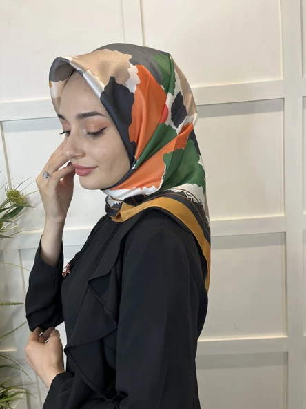 Quare Kristal Eşarp, Desenli Kristal Rayon Eşarp  01065  KOYU SARI - Resim 3