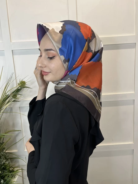 Quare Kristal Eşarp, Desenli Kristal Rayon Eşarp  01065  KAHVE - 3