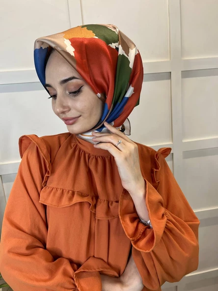 Quare Kristal Eşarp, Desenli Kristal Rayon Eşarp  01065  BEJ - Resim 2