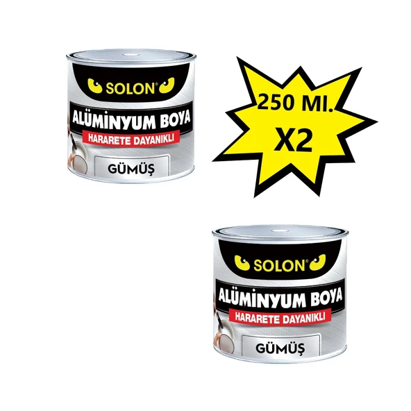 2 Adet Alüminyum Yaldız Boya Gümüş 250 Ml. 2'li Paket