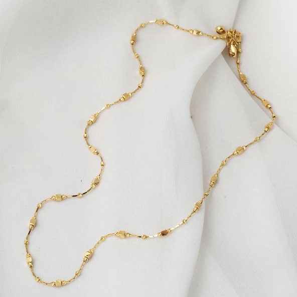 Küp Dorika Toplu 14 Ayar Altın Zincir Kolye - Resim 2