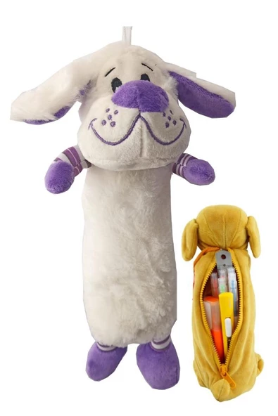 Peluş Sevimli Hayvan Köpek Kalemlik 1 Adet Fermuarlı Yumuşak Kumaşlı Peluş Kalem Çantası Hayvan Motifli Kalem Kutusu - 2