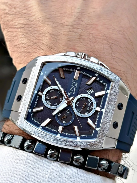 Ferrucci Function FCF.03297FS.02 Silikon Kordon Erkek Kol Saati - Resim 4