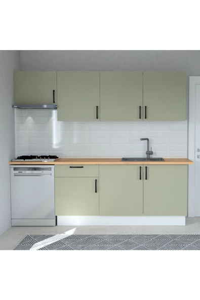Mobilique 240cm Hazır Mutfak Su Yeşili Tezgahsız