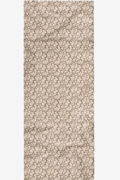 Afvente Geometrik Desen Bej Pamuk Şal - Resim 5