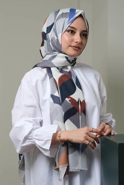 Afvente Soyut Desen Bej Pamuk Şal