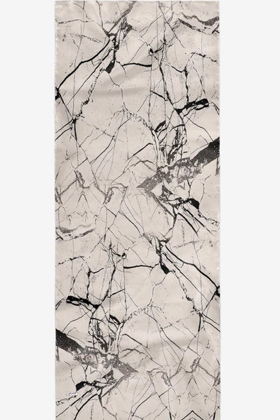 Afvente Mermer Desen Beyaz Pamuk Şal - Resim 4