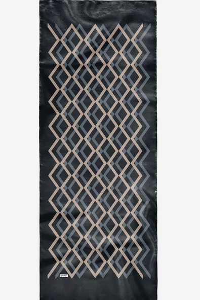 Afvente Geometrik Desen Koyu Mavi Pamuk Şal - Resim 4