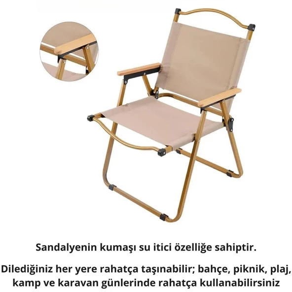 Polham Ultra Lüks Süper Dayanıklı 120 KG Taşıma Kapasiteli Kamp Sandalyesi, Su Geçirmez Katlanır Taşınabilir - 3