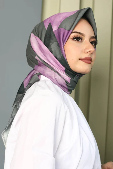 Afvente Üçgen Desen Mor Pamuk Eşarp ürün görseli 1