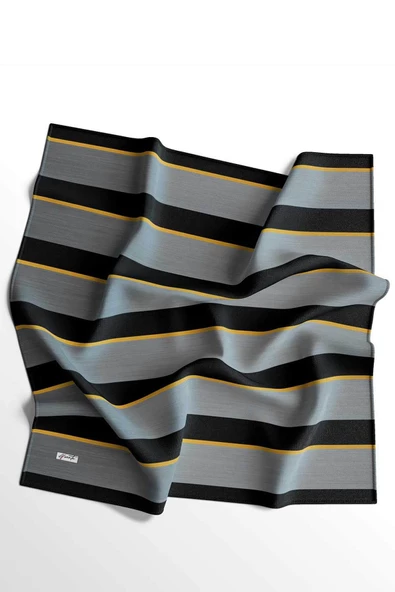 Afvente Çizgili Desen Gri Pamuk Eşarp - Resim 5