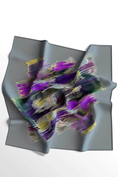 Afvente Fırça Desen Mor Pamuk Eşarp - Resim 4