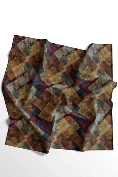 Afvente Zebra Desen Kahverengi Pamuk Eşarp - Resim 4