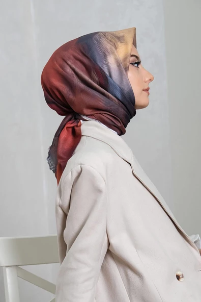 Afvente Abstrakt Desen Kırmızı Pamuk Eşarp - Resim 2