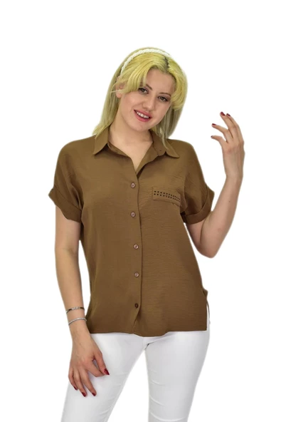Kadın Ayrobin Kısa Kol Gömlek BGL-ST03695 - Resim 2
