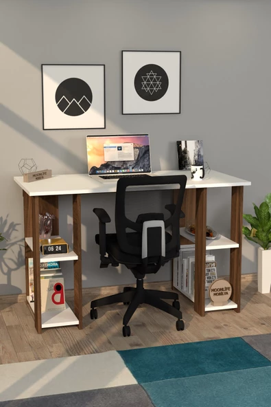 Moonlife Hipo Kitaplıklı Çalışma Masası Ceviz - 2