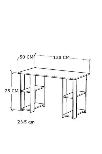 Moonlife Hipo Kitaplıklı Çalışma Masası Ceviz - 6