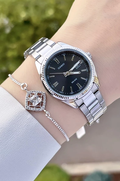 Casio CSISTE61 Rakamları ve Kordonu Gümüş Renk Hediye Paketli Kadın Kol Saati - Resim 3